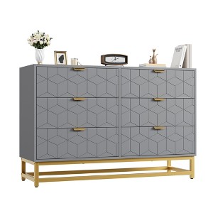 6-Drawer Dresser, Modern Wooden Bedroom Chest of Drawers With Storage Drawers, Farmhouse Style TV Stand for Living Room, Bedroom, Hallway - 1 of 4