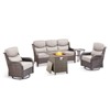 Buenhomino 5Pcs Patio Furniture Set with Fire Pit - Wicker Patio Conversation Set with Swivel Glider, Wicker Sofa, Tempered Side Table,6-inch Cushion - 2 of 4