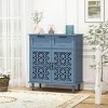Hollow-Carved Cabinet,Distressed Wooden Cabinet With 2 Doors And 2 Drawers-Maison Boucle - 2 of 4