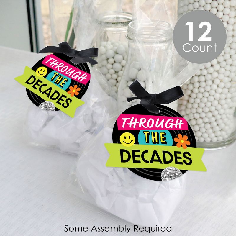 Big Dot of Happiness Through the Decades - 50s, 60s, 70s, 80s, and 90s Party Clear Goodie Favor Bags - Treat Bags With Tags - Set of 12, 2 of 9