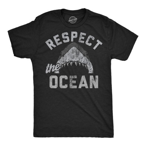 Мужские футболки Crazy Dog T-Shirts, Inc. Mens Funny T Shirts Respect The Ocean Sarcastic Shark Graphic Novelty Tee for Men - Crazy Dog Men's T Shirt For Summer Black XL
