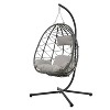 Nestfair 74.8" Outdoor Patio Wicker Swing Egg Chair with Cushion Light Gray - 2 of 4