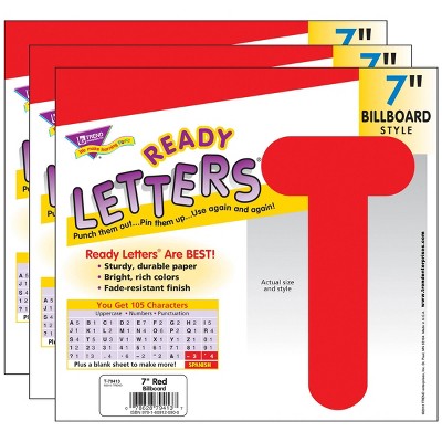 3pk 7" Billboard Uppercase Ready Letters Red - TREND
