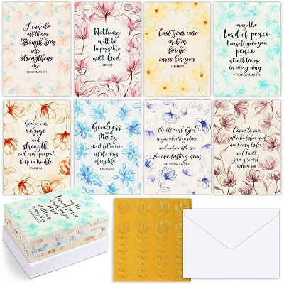 64-Pack Religious Greeting Note, Unfold Cards, Envelopes & Stickers, Bible Verses, 5x7