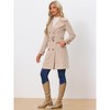 Allegra K Women's Faux Suede Notched Lapel Strap Cuff Solid Double Breasted Tie Belt Trench Coat - 3 of 4