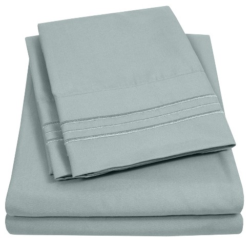 Sweet Home Collection  Fitted Sheet Brushed Microfiber Bottom Sheets With  Built In Sheet Straps, Queen, Gray : Target