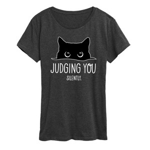 Women's - Instant Message - Judging Silently White Ink Short Sleeve Graphic T-Shirt - 1 of 4