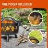 Bestier 24" Round Wood-Burning Outdoor Fire Pit, Portable Fire Pit with Spark Screen Poker for Patio Decoration, Black - 3 of 4