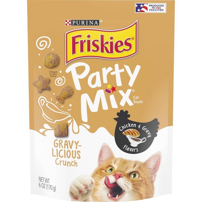 Purina Friskies Party Mix Chicken Gravy-Licious Crunch Crunchy  Cat Treats, 1 of 7