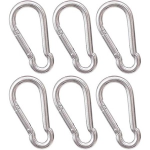 CTB Dealz | Oval Carabiner Stainless Steel - Strong Metal Multitool Carabiner Heavy Duty for Hammocks, Keys and Hanging - Silver | 6 Pcs - 1 of 4