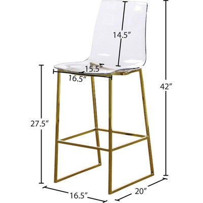 Lumen 42" Gold Metal and Acrylic Counter Stool