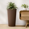 BENCMATE Tall Planters Large Round 2PCS Indoor Planter Pot, Simple Design Outdoor Garden Plastic Plant Flower Pot Cone Striped - 2 of 4