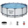 Bestway 7 Colored LED Waterfall Cascade Accessory Attachment & Steel Pro MAX 14' x 48" Round Outdoor Above Ground Swimming Pool Set with Pump - 3 of 4
