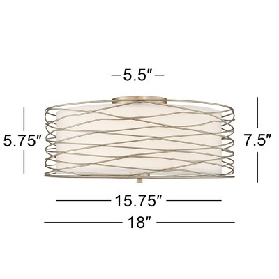 Modern Silver Glass Drum Flush Mount Ceiling Light