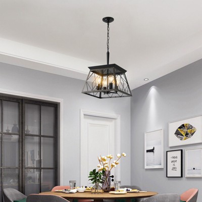 4-Light Kitchen Island Light 0-40'' Adjustable Height Retro Design Farmhouse Style Chandeliers Ceiling Pendant (15.7'' L X 15.7'' W X 20.3 ''H)