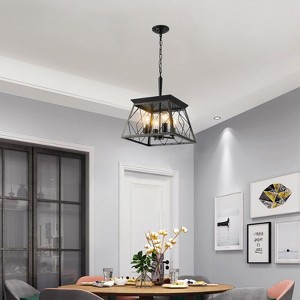 4-Light Kitchen Island Light 0-40'' Adjustable Height Retro Design Farmhouse Style Chandeliers Ceiling Pendant (15.7'' L X 15.7'' W X 20.3 ''H) - 1 of 4