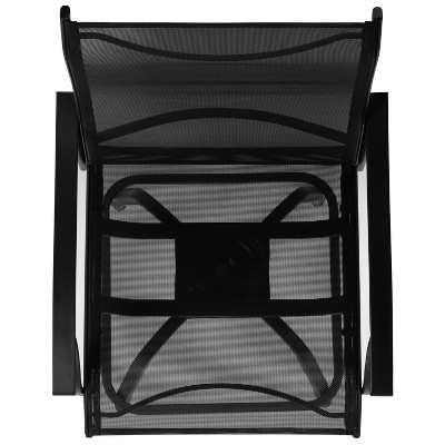 All-Weather Textilene Swivel Patio Bar Stools Set of 2 in Black