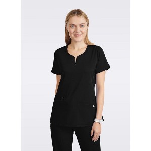 Moxie Scrubs Ashley Top – Soft Split Neck Women's Scrub Top with 4-Way Stretch, Quick Dry Fabric, Zipper Pocket, Plus Sizes XXS–5X - 1 of 4