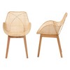 bali & pari Ballerina Japandi Natural Brown Finished Mahogany Wood and Rattan 2-Piece Dining Chair Set - 4 of 4