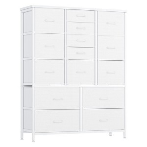 GustoWave  15 Drawers Dressers, Chest of Drawers with Wood Tabletop, Metal Frame, Storage Organizer Unit with Fabric, Tall Dressers for Bedroom - 1 of 4