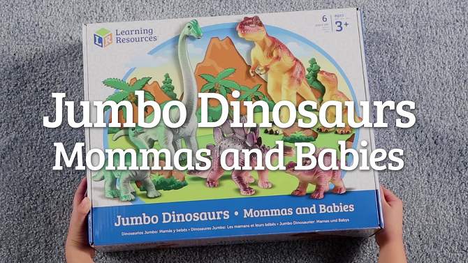 Learning Resources Jumbo Dinosaurs, Mommas and Babies, T-Rex, Stegosaurus, and Brachiosaurus, 6 Animals, 2 of 7, play video