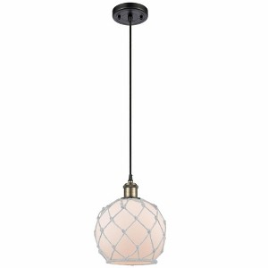 Farmhouse Rope - 1 Light Cord Hung Mini Pendant In Industrial Style-10 Inches Tall and 8 Inches Wide - 1 of 1