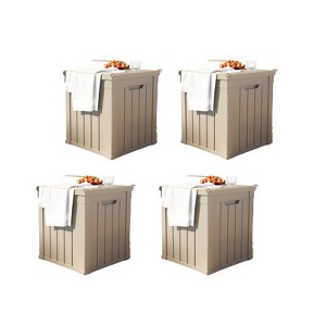 VisioGear Deck Boxes, 4-Piece 45 Gal Outdoor Storage Deck Box, Small Patio Storage Bin for Garden Tools, Black & Brown, 30.75"*17.13"*21.85" - 1 of 4