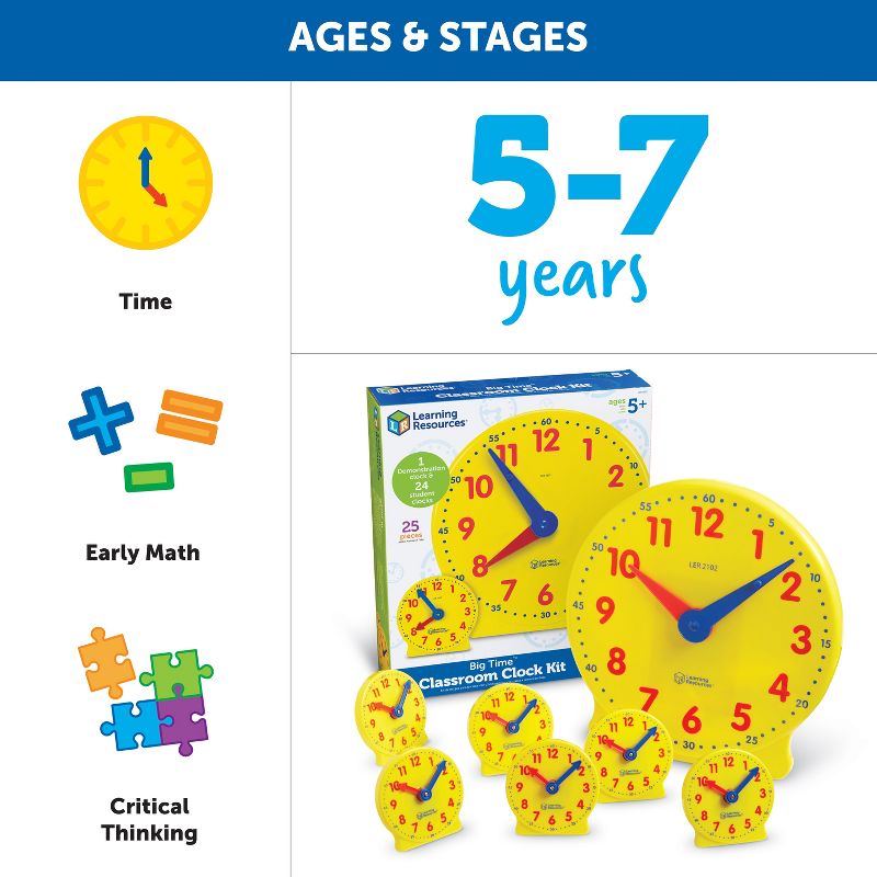 Learning Resources Classroom Clock Kit, 60 Pieces, Ages 5+, 5 of 6