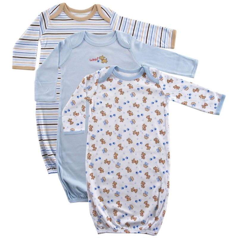 Luvable Friends Infant Boy Cotton Gowns, Blue, Preemie/Newborn, 1 of 2