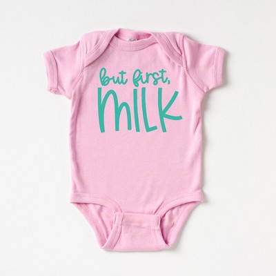 The Juniper Shop But First Milk Baby Bodysuit - NB - Pink