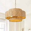 Dewdrop Boho Pendant Light, Handmade Double Layer Natural Raffia Chandelier with Gold Chain for Dining Room Kitchen - 2 of 4