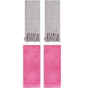 REGALWOVEN 4 Packs Cotton Absorbent Soft Turkish Hand Towels with tassel for Bathroom - 1 of 4