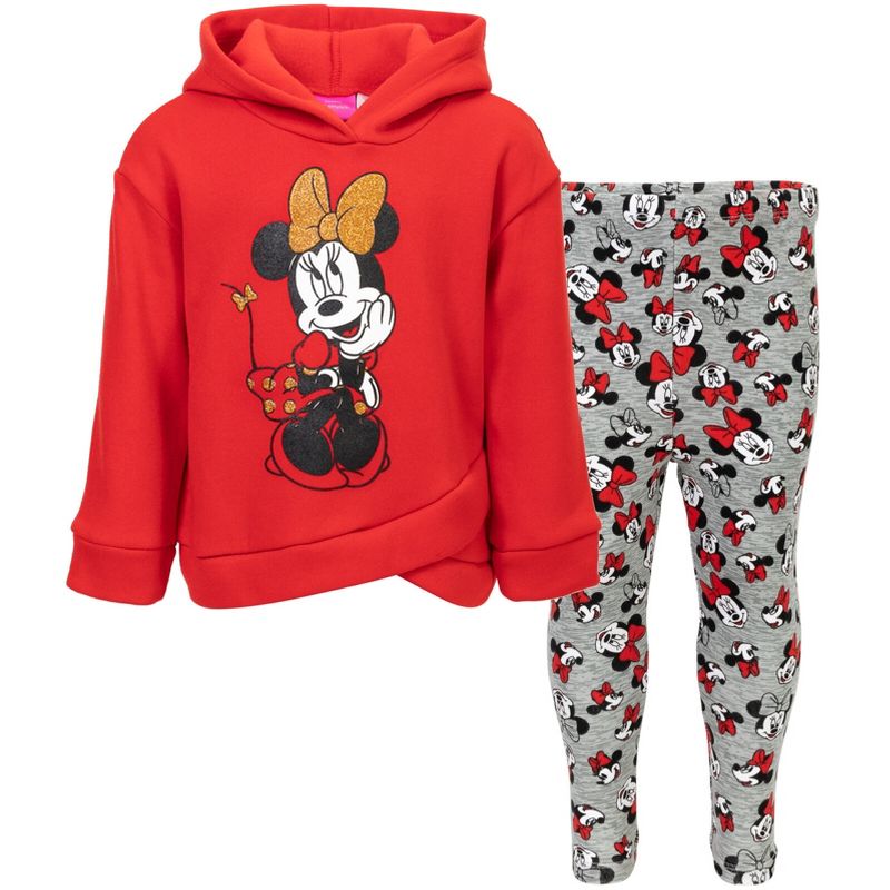Disney Minnie Mouse Mickey Mouse Fleece Hoodie and Leggings Outfit Set Infant to Big Kid, 1 of 10