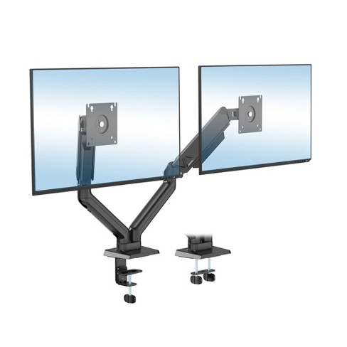 Mount-It! Full Motion Dual Monitor Mount with Spring Arms, 17 in. to 32 in. with Tilt, Rotation, Swivel, Height Adjustment, Clamp or Grommet, Black - image 1 of 4