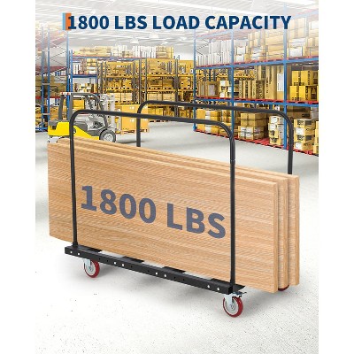 Trolley - Heavy Duty 1800 Lbs Load Capacity, Steel Construction, Anti-Rust, Tilted Design, Rounded Edge, 5-Inch Silent PU Lockable Wheels