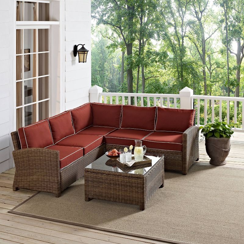 Crosley 4pc Bradenton Steel Outdoor Patio Sectional Sofa Furniture Set, 3 of 13
