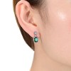 Guili Verdant Halo & Regal Shine Sterling Silver Drop Earrings with Green or Blue Cubic Zirconia, Sleek Modern Design for Elegant Sophistication - 2 of 4