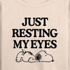 Women's - Peanuts - Snoopy Just Resting My Eyes Lightweight French Terry Wide Neck Long Sleeve Shirt - 2 of 4