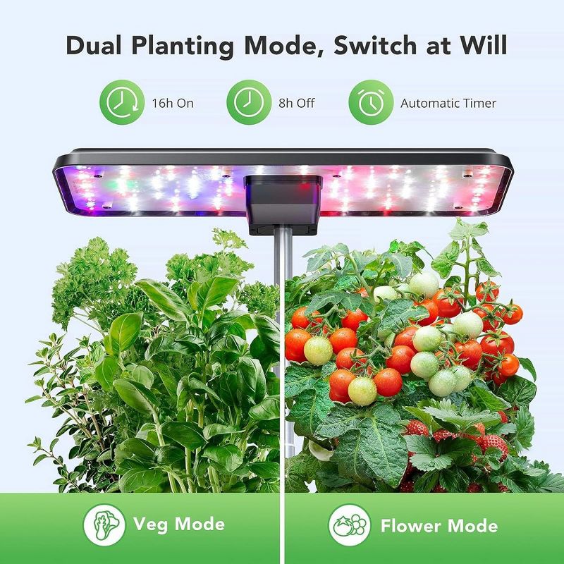 Hydroponic Growing System 12 Pods Indoor Herb Garden Kit With Timer & Full Spectrum, 3 of 7