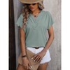 Women's Summer V-Neck Chain Striped Top Jacquard Top Casual Short Sleeved T-Shirt - 3 of 4