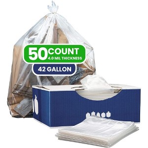 Plasticplace 42 Gallon Contractor Trash Bags, Clear (50 Count) - 1 of 4
