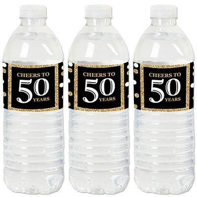 Big Dot of Happiness Adult 50th Birthday - Gold - Birthday Party Water Bottle Sticker Labels - Set of 20