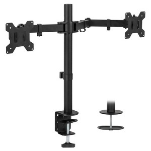Mount-It! Dual Monitor Mount | Double Monitor Desk Stand | Two Full Motion Adjustable Arms Fit 2 Computer Screens 17 - 32 in. | C-Clamp & Grommet Base - 1 of 4