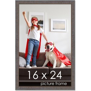 PosterPalooza | Textured Grey Picture Frame - UV Acrylic, Foam Board Backing, Hanging Hardware - 1 of 4