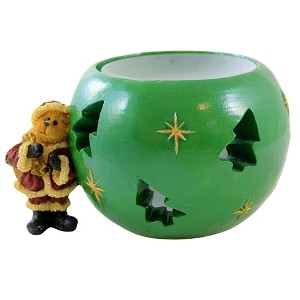 Boyds Bears Resin 3.0 Inch Klaus Kringlebear...Deck The Halls Christmas Bearstone Votive 1E Votive Candle Holders - 1 of 3