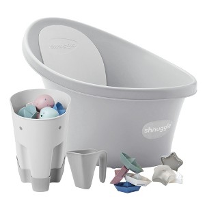 Shnuggle Newborn Bundle: Baby Bath & Accessories Bundle - 5-Piece Set | Cozy Support, Easy Cleanup & Sensory Fun - 1 of 4