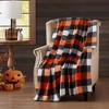 RT Designer's Collection Harvest Candy Corn Plaid Printed Flannel Throw Blanket 50" x 70" Multicolor - 2 of 4