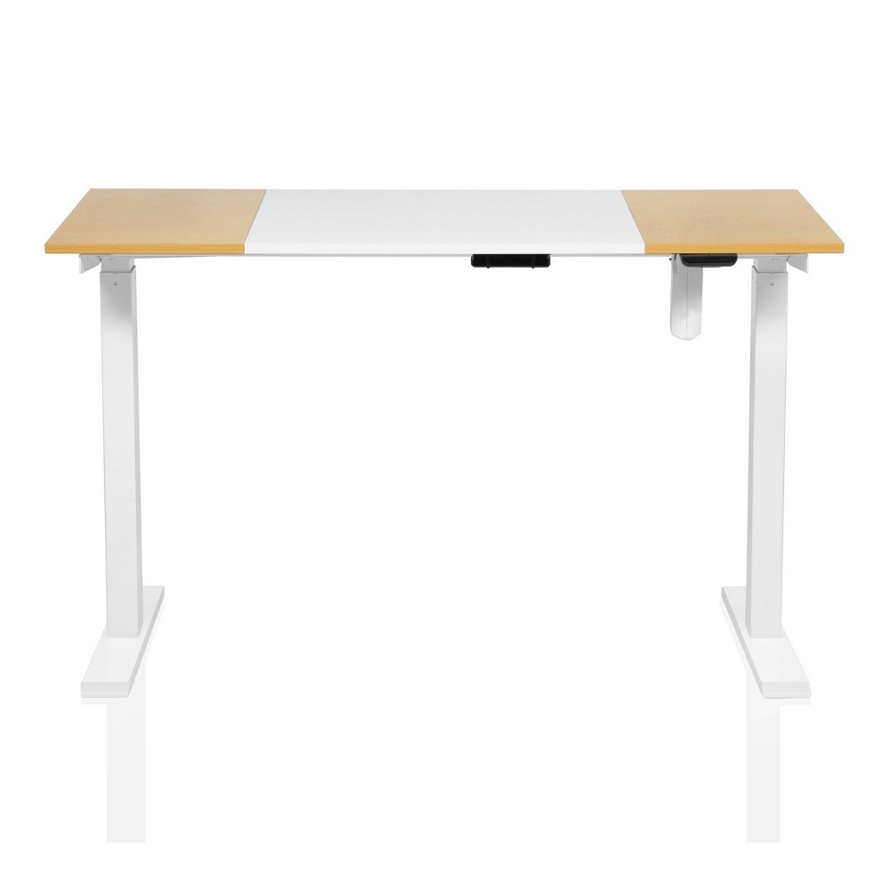 miBasics James Metal Adjustable Standing Desk White: Modern Sit Stand Workstation, 47.24" Width