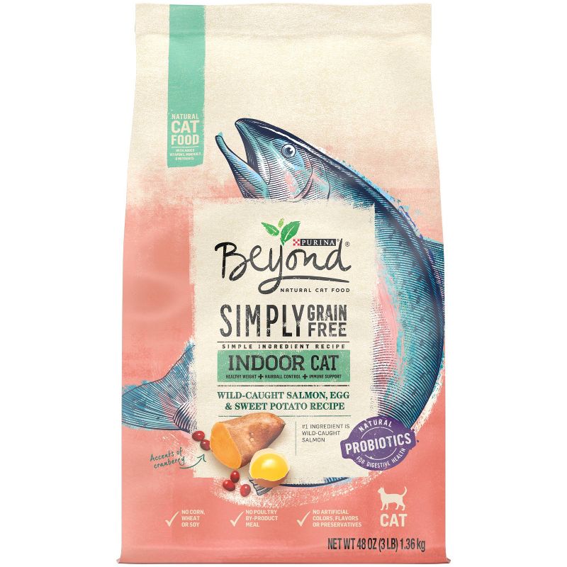 Purina Beyond Simply Grain Free Indoor Wild Caught Salmon, Egg, & Sweet Potato Recipe Adult Premium Dry Cat Food, 1 of 9
