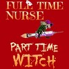 Junior's Design By Humans Halloween Costume Full Time Nurse Part-Time Witch By TeeShirtMadness T-Shirt - 2 of 3